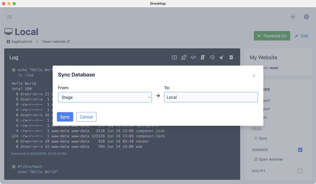 Sync database